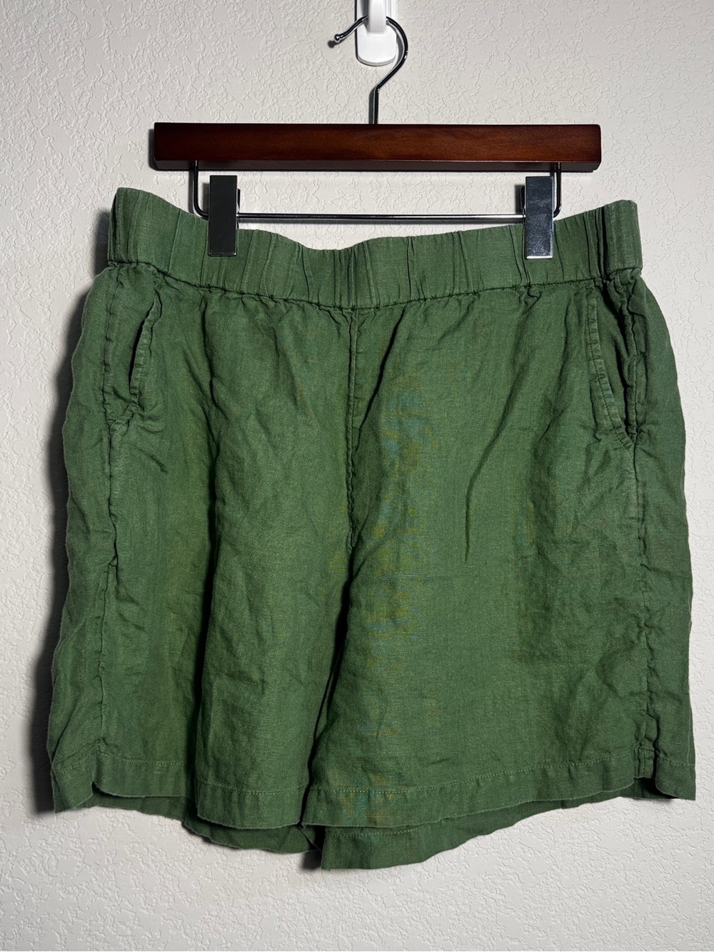 J.CREW Green High Waist Shorts Size Large linen blend